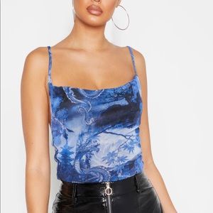Mesh cowl neck PLT bodysuit
